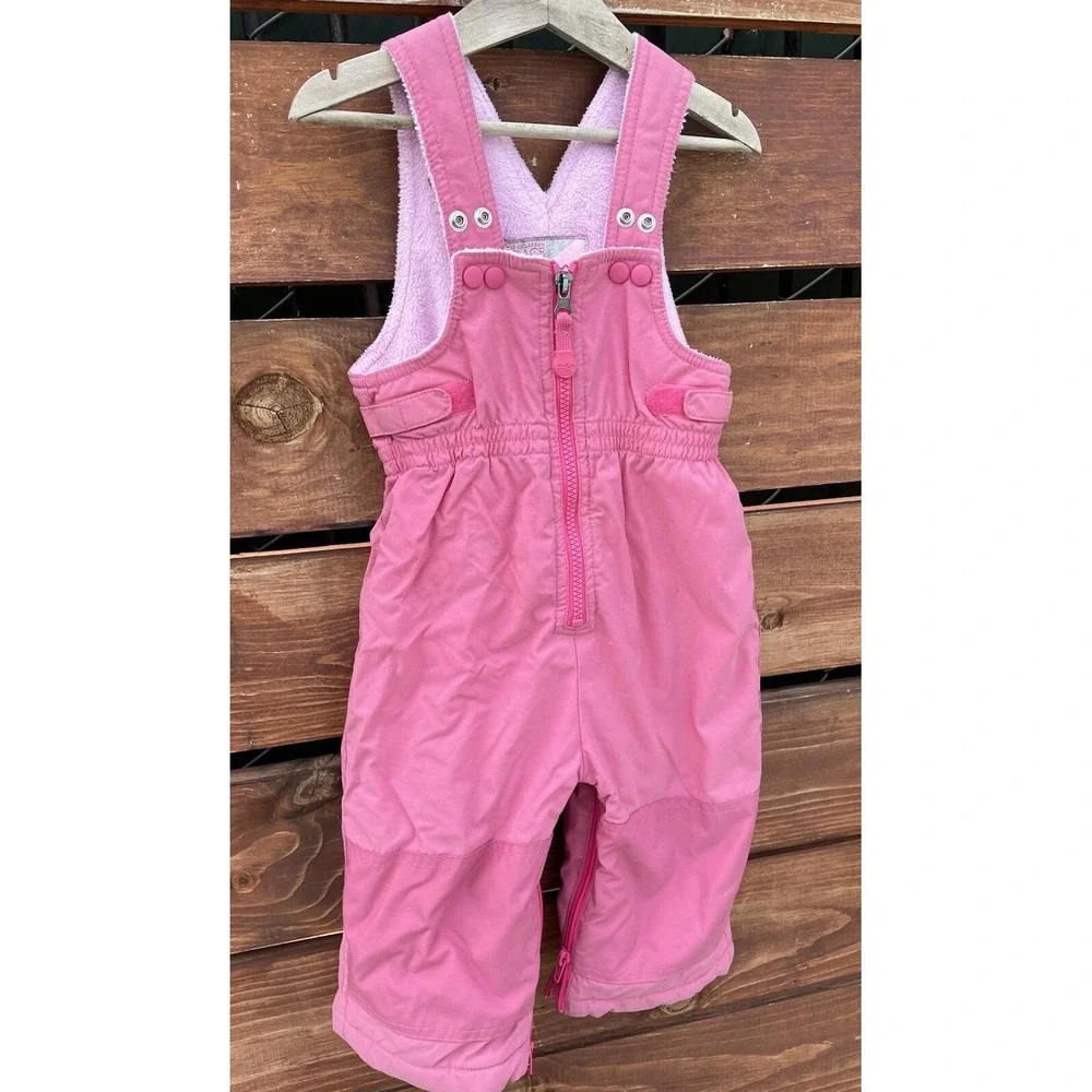 The Childrens Place Pink Fleece Lined Winter Snow Suit Bibs Girls Size 12‎ M